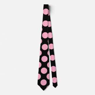 Polka Dot Men's Dress Tie - Pink on Black
