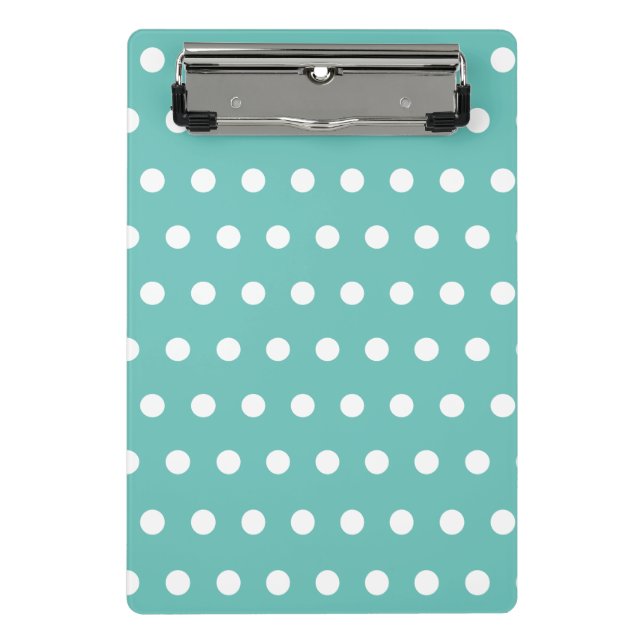 Polka Dot Mini Clipboard (Aqua & White) (Front)