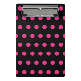 Polka Dot Mini Clipboard (Black & Neon Pink)