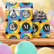 Polka Dot Monogram Custom Photos Rainbow Checks