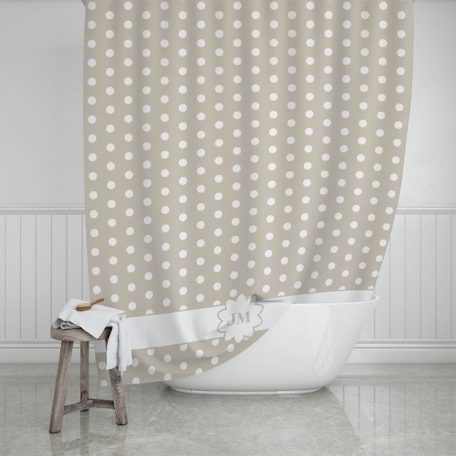 Polka Dot Monogram Shower Curtain (Creator Uploaded)