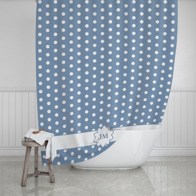 Polka Dot Monogram Shower Curtain (Creator Uploaded)