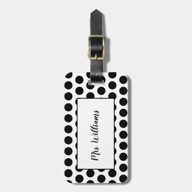 Polka Dot Mrs. Luggage Tag (Front Vertical)
