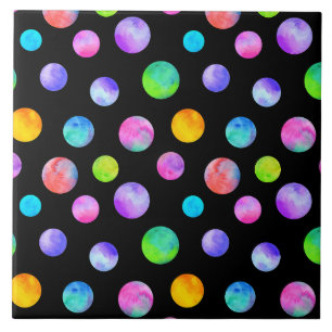 Polka dot multi coloured watercolor  tile