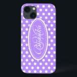 Polka dot named purple ipad case<br><div class="desc">Modern girls bright purple polka dot patterned graphic case. Perfect for personalizing your ipad or as a special Christmas or birthday gift for a woman or  teen girl. Personalise with your name and initial. This example reads: Bijanka M.  Design by Sarah Trett.</div>