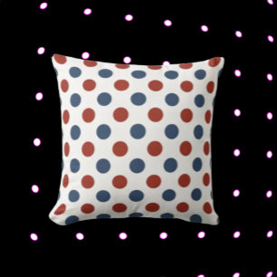 Polka Dot Navy and Red Cushion