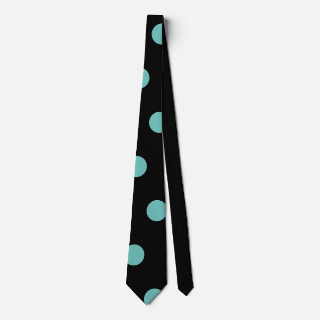 Polka Dot Neck Tie (Black & Aqua) (Front)