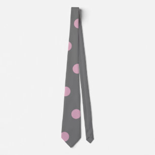 Polka Dot Neck Tie (Dark Grey & Soft Pink)