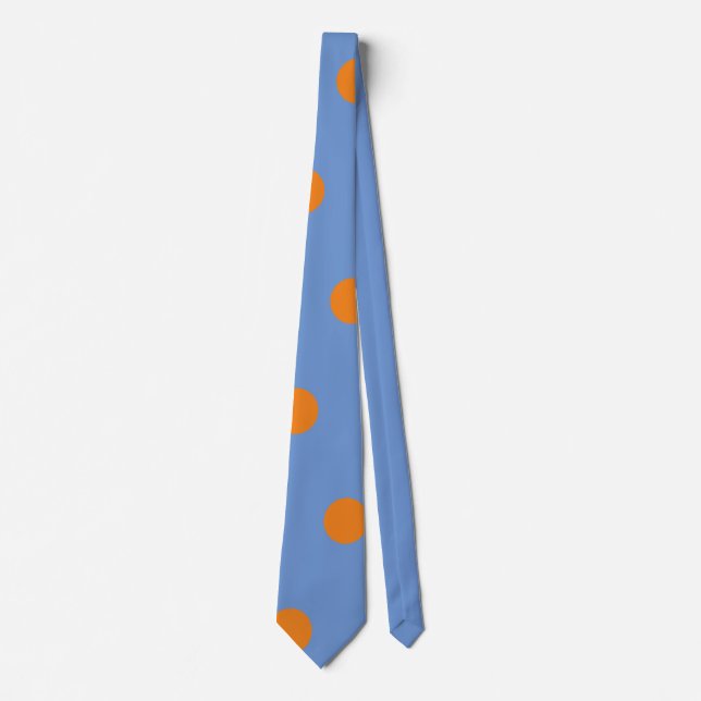 Polka Dot Neck Tie (Denim Blue & Orange) (Front)