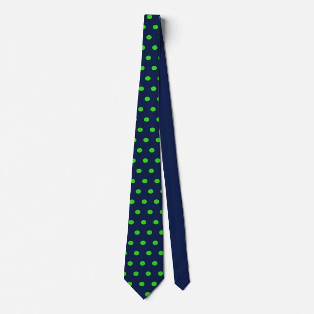 Polka Dot Neck Tie (Navy Blue & Lime Green) (Front)