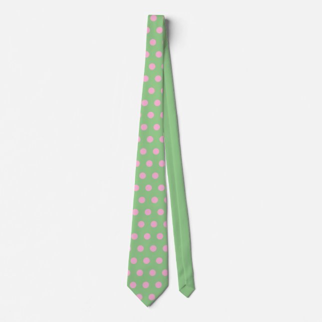 Polka Dot Neck Tie (Sage Green & Pastel Pink) (Front)