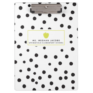 Polka Dot Neon Apple Teacher Clipboard