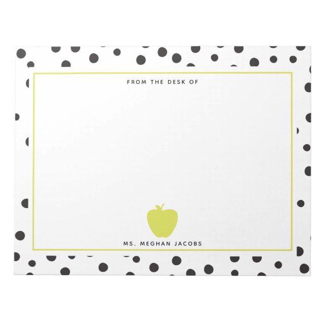 Polka Dot Neon Apple Teacher Notepad (Front)