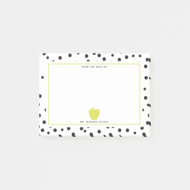 Polka Dot + Neon Apple Teacher Post-it Notes (Front)