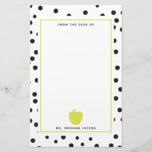 Polka Dot Neon Apple Teacher Stationery