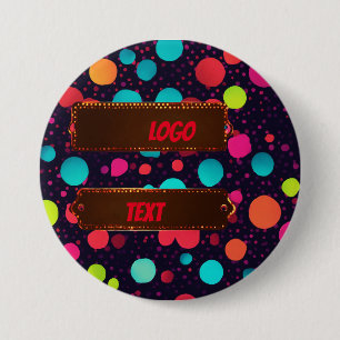 Polka dot neon colour illustration logo 7.5 cm round badge