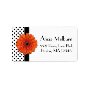 Polka Dot Orange Daisy Personalised Address Labels