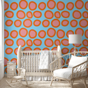 Polka Dot Orange Pink Circle Geometric Black Patte Wallpaper