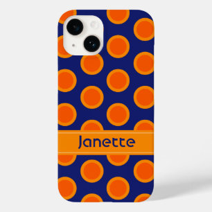 Polka dot oranges on blue name iphone 5 case