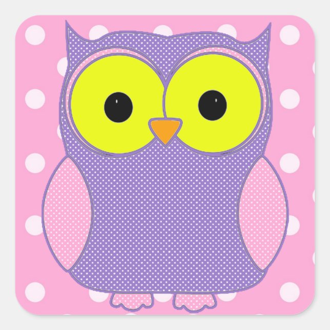 Polka Dot Owl V3 Square Sticker (Front)