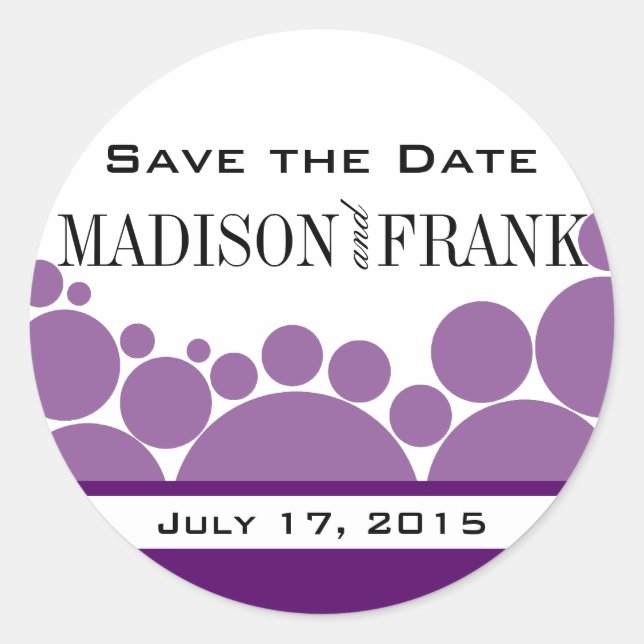 Polka Dot Parade | purple Classic Round Sticker (Front)