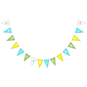 Polka Dot Party Hat Happy Birthday Celebration Bunting