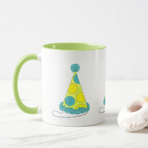 Polka Dot Party Hat Happy Birthday New Year's Eve Mug