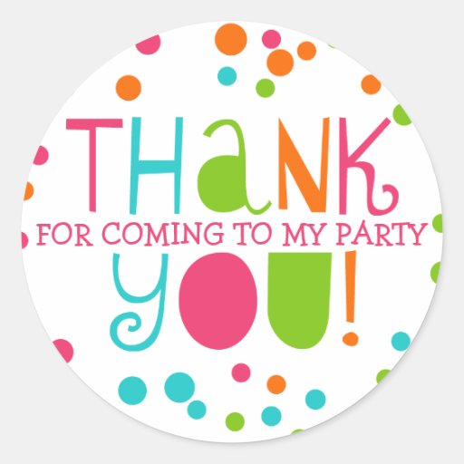 Image of Polka Dot Party Hooray Thank You Favour Sticker