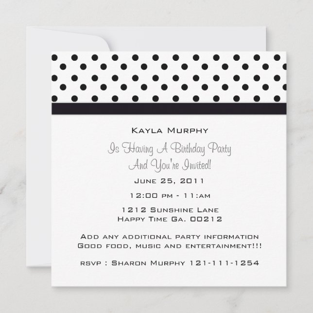Polka Dot Party Invitations (Front)