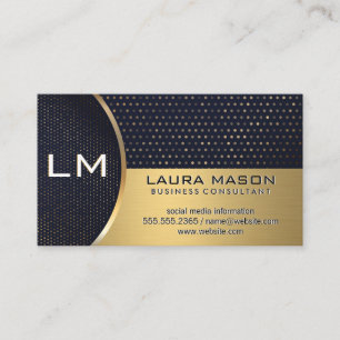 Polka Dot Patter Gold Metallic Colour Block Business Card