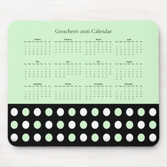 Polka Dot Pattern – 2026 Calendar Mouse Mat (Front)
