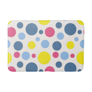 Polka dot pattern bath mat
