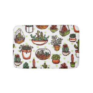 Polka dot pattern bath mat