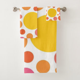 Polka dot pattern bath towel set