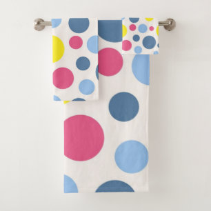 Polka dot pattern bath towel set