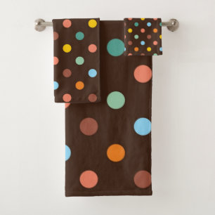 Polka dot pattern bath towel set