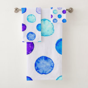 Polka dot pattern bath towel set