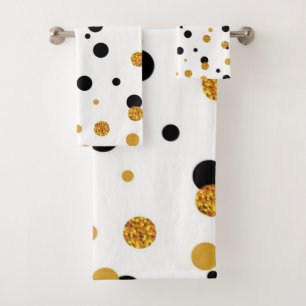 Polka dot pattern bath towel set