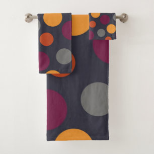 Polka dot pattern bath towel set