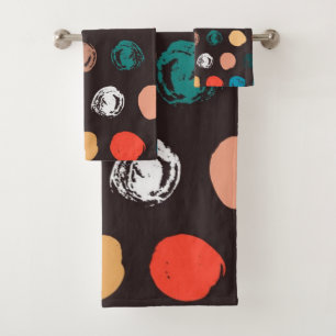 Polka dot pattern bath towel set