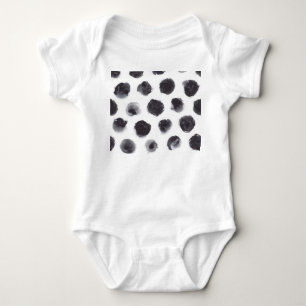 Polka dot pattern: black, grey. baby bodysuit