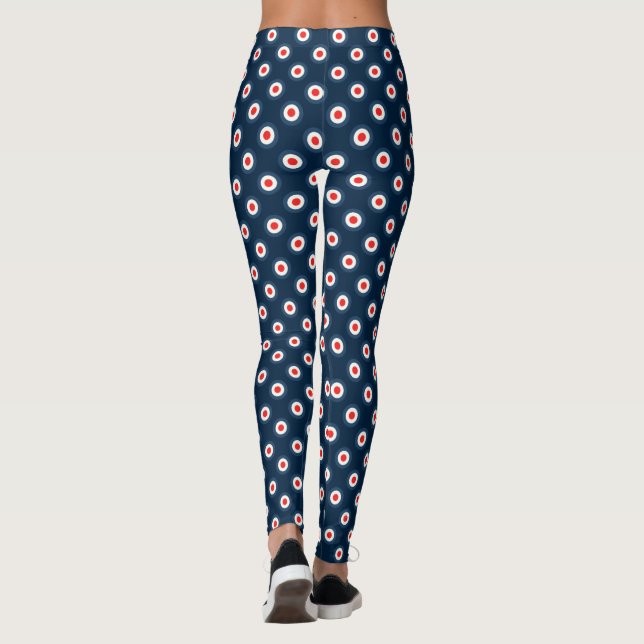 Polka Dot Pattern - Blue Red White Leggings (Back)