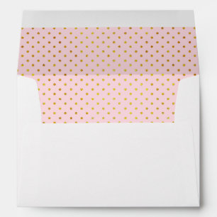 Polka dot pattern gold blush pink wedding envelope