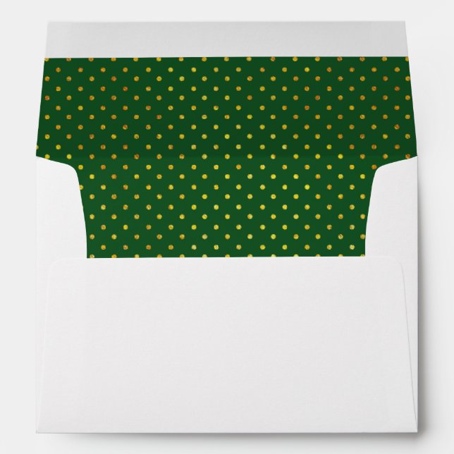 Polka dot pattern gold green wedding envelopes (Back (Bottom))