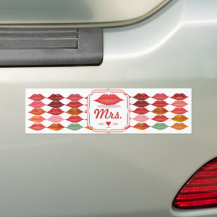 Polka Dot Pattern Lips Mrs. Hipster Vintage Bride Bumper Sticker