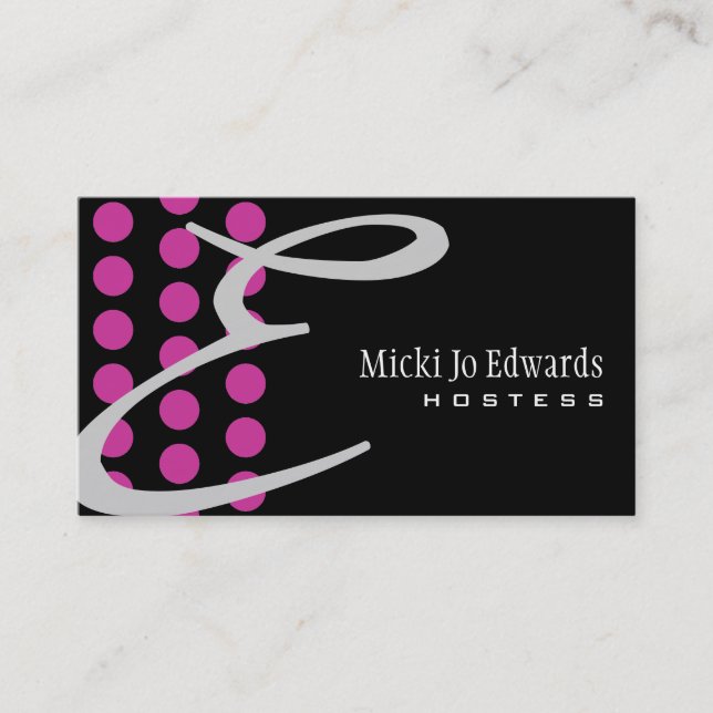 Polka Dot Pattern - Monogram E Business Card (Front)