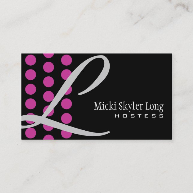 Polka Dot Pattern - Monogram L Business Card (Front)