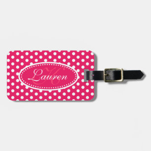 Polka dot pattern named red luggage tag