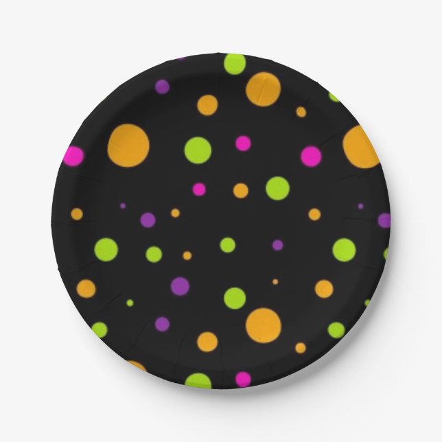 Polka dot pattern paper plate (Front)