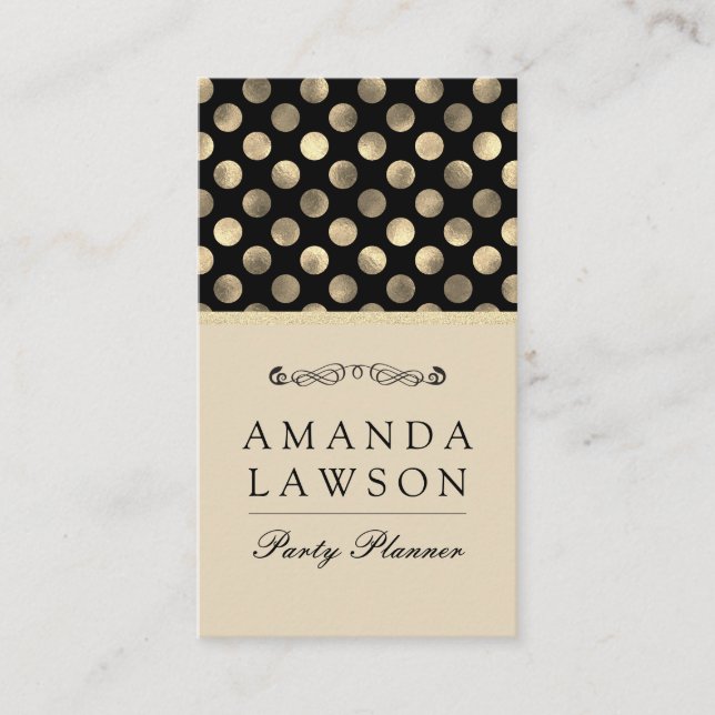 Polka Dot Pattern Party Planner Appointment Card (Front)